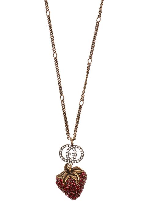 gucci pet strawberry|Gucci strawberry necklace.